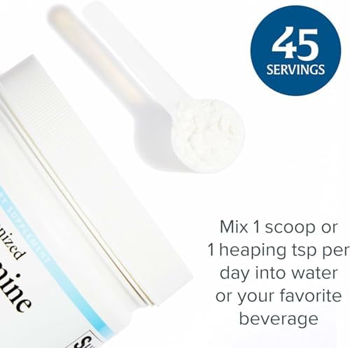 Natural Factors Micronized L Glutamine free form amino acid powder texture view illustrating the fine micronized particles