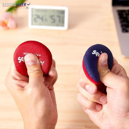 Top view of the multicolor pack of three silent desk toys for workplace stress management.