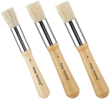 Toddler paintbrushes with natural hog bristles and silver metal ferrules for acrylic painting