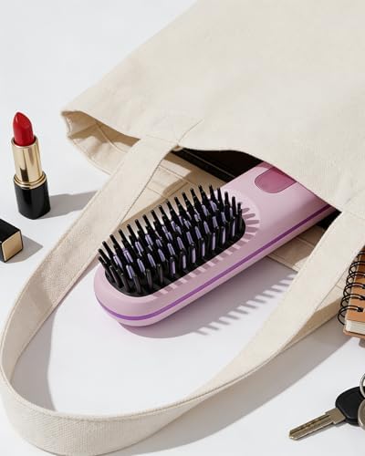 IZRIO cordless pink hot brush demonstrating lightweight ergonomics
