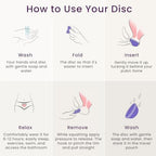 Comparison view of EcoBlossom Small and Regular size reusable menstrual discs.