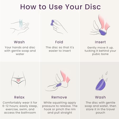 Ecoblossom large size menstrual discs with purple satin storage carry bag.