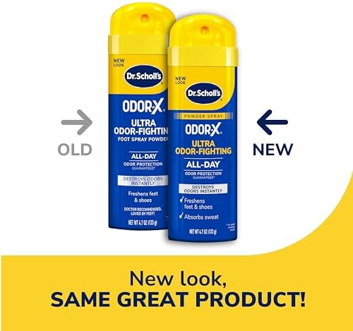Dr. Scholl's foot deodorant spray for sweat absorption and odor control
