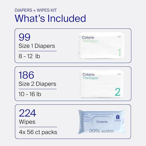Stack of Coterie plant-based baby wipes packaging.