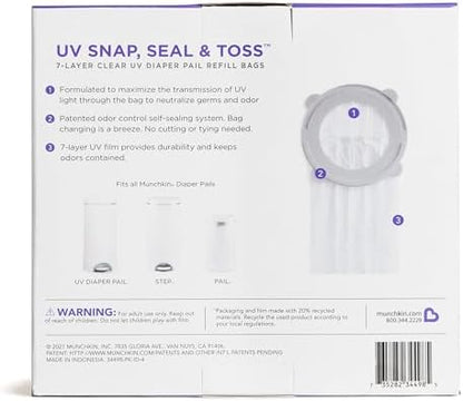Munchkin diaper pail refill bags showing 7-layer technology