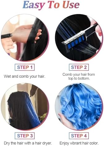 Demonstration of the non-toxic temporary hair color being applied easily from root to tip on fair hair.
