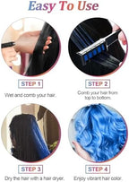 Demonstration of the non-toxic temporary hair color being applied easily from root to tip on fair hair.