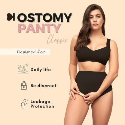 High waist SIIL stoma slips for women designed for colostomy and ileostomy support
