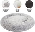 Bedfolks Calming Donut Dog Bed, 36 Inches Round Fluffy for Large Dogs, Anti-Anxiety Plush, Machine Washable (Dark Grey, Large) - Image 4