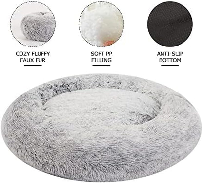 Bedfolks Calming Donut Dog Bed, 36 Inches Round Fluffy for Large Dogs, Anti-Anxiety Plush, Machine Washable (Dark Grey, Large) - Image 4