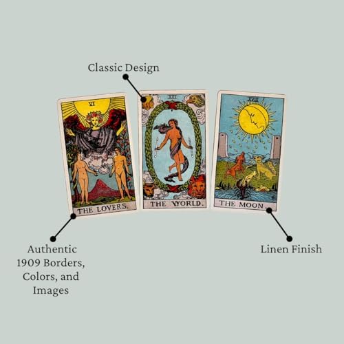 Back view of the Classic 1909 Tarot cards showing linen finish