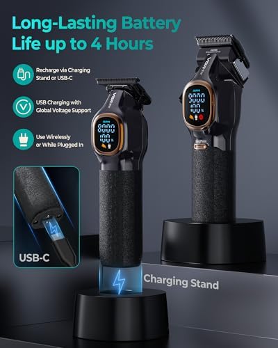 Side profile of the ergonomic VGRPRO cordless trimmer demonstrating the metallic grip and power switch.