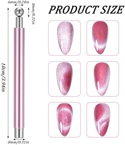 Pink double ended magnetic wand for cat eye gel nails