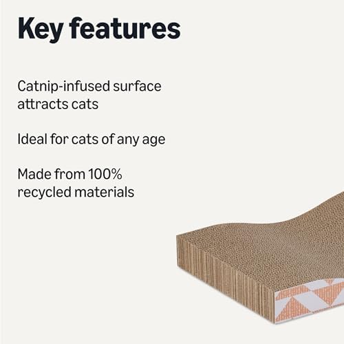 Reversible single layer cat scratch pad showing durable recycled cardboard texture.