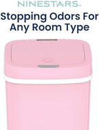 Ninestars 16 liter motion sensor trash can angled view