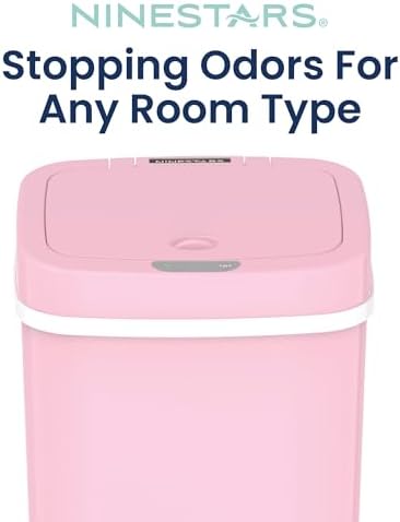 Ninestars 16 liter motion sensor trash can angled view