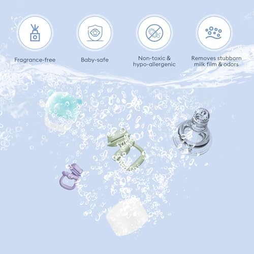 Momfann cleaning tablets removing milk residue from baby bottles