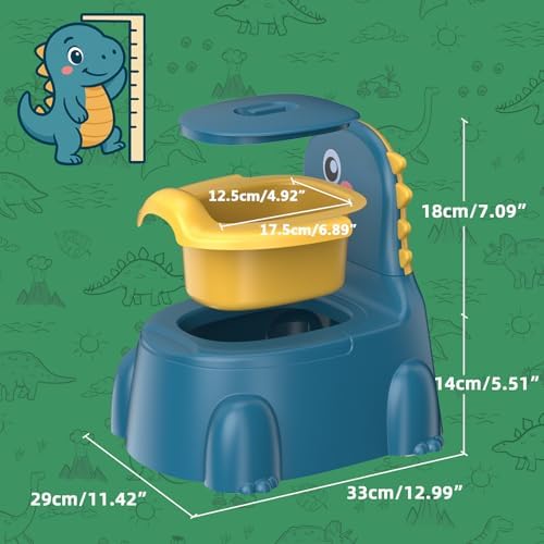Side profile of Gliizee Mall dinosaur potty chair with backrest