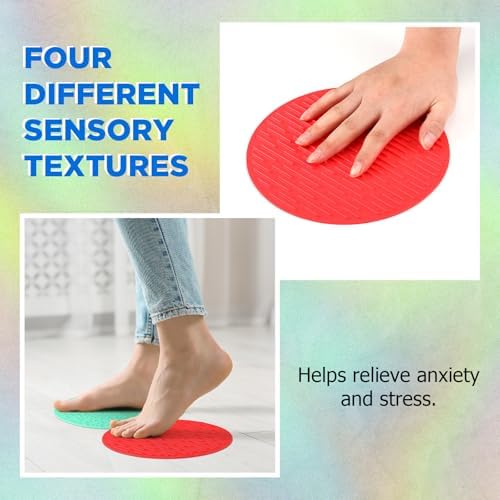 The non slip backing of the circular sensory mat displayed clearly on a hard floor.