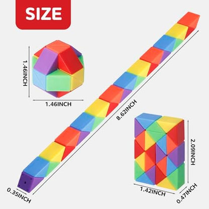 Children twisting plastic rainbow sensory block puzzle into animal shapes