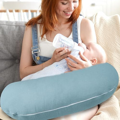 Hooyax nursing pillow cover blue grey set in nursery