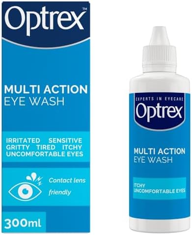Optrex eye wash solution for irritated and tired eye relief.