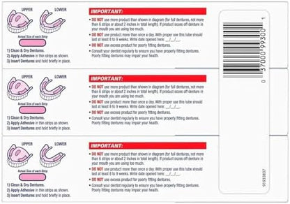 Three tube denture adhesive pack providing weeks of daily full plate stability