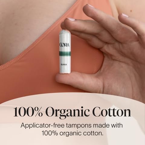 Cora regular absorbency non-applicator organic tampons individual packaging