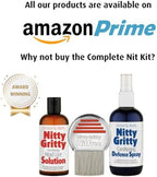 Nitty Gritty 150ml head lice solution bottle angled view highlighting family safe formula