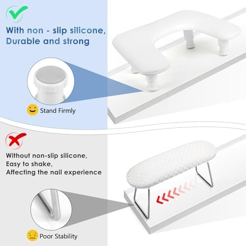 Manicure Arm Rest for Nails Tech: U-shaped Adjustable Nail Armrest - White PU Leather Hand Stand Rest for Manicurists - Image 5