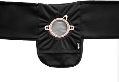 Spoonie Threads premium waist support showing the convenient flip bottom opening for quick pouch drainage