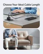 Anker black three feet type C cord packaging contents showcasing the welcome booklet.