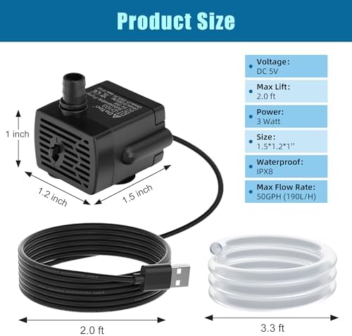 DaToo 190L per hour water pump showing the removable filter screen for anti-blocking.