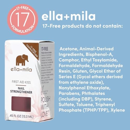 Ella+Mila nail strengthener bottle size 0.45 fluid ounce