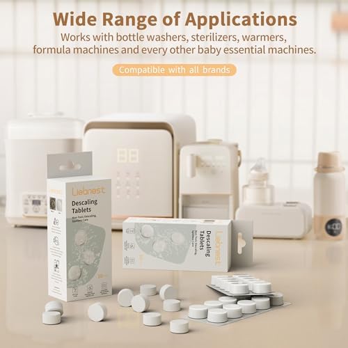 Thirty count box of non toxic descaler tablets removing limescale from bottle washers.