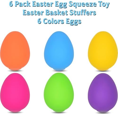 Colorful rubber squeeze toys shaped like easter eggs for sensory play