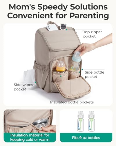 Bagsmart baby changing bag showing wide-open top compartment