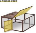 Chicken Coop, Wooden Rabbit Hutch Outdoor Indoor Folding Bunny Cage with Handle Portable Chicken Run with Top & Side Opening Doors Small Animal Playpen No Assembly Pet Poultry Cage for Bunny(Brown) - Image 6