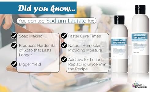 Sodium Lactate solution bottle for hardening cold process soap bars