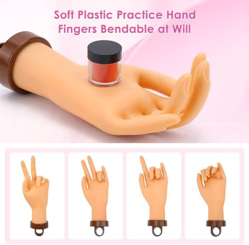 Close up of bendable fingers on nail practice mannequin