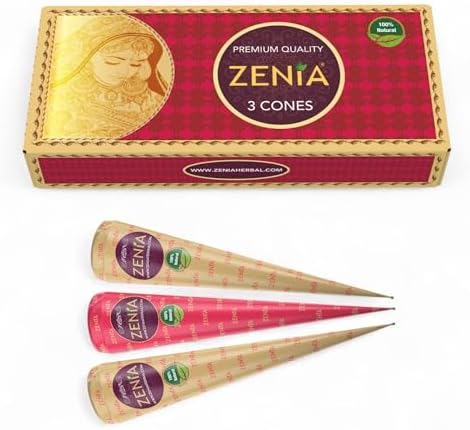 Zenia herbal henna hair dye ready to use cones three pack