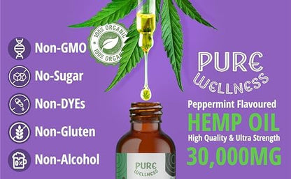 Pure Wellness cold pressed hemp oil dropper bottle