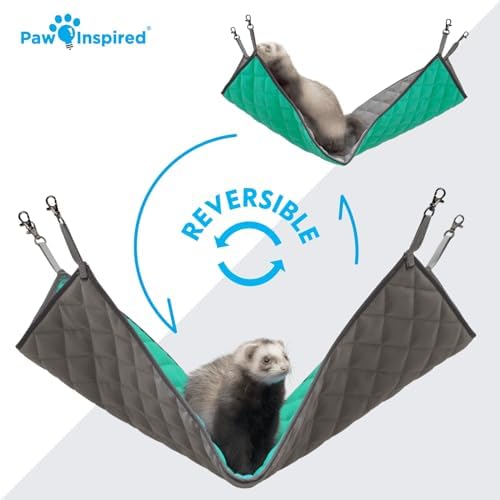 Ferret resting in Paw Inspired hanging fleece hammock