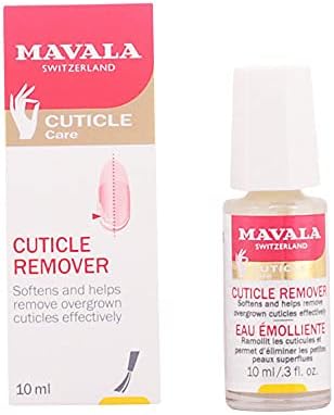 Close up of Mavala Cuticle Remover packaging and brush applicator