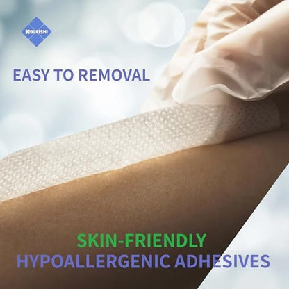 NBLEISHI latex free island wound dressing demonstrating the flexible and breathable synthetic fabric material.