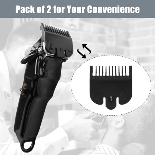 Black professional hair clipper guard pack of two showcasing engineering grade polymer