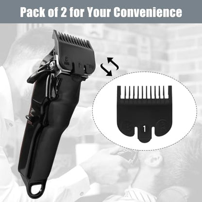 Black professional hair clipper guard pack of two showcasing engineering grade polymer