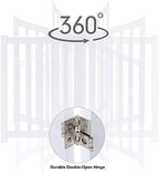LZRS step over safety pet gate standing in modern hallway containing small dog