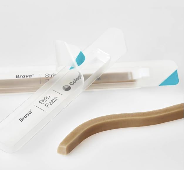Moldable alcohol free ostomy barrier strip paste for filling skin folds