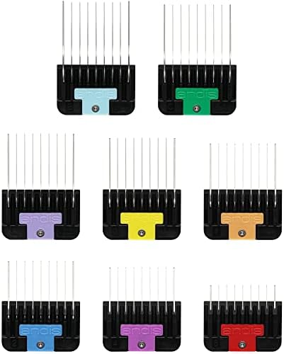 Andis 8 piece grooming comb set with color coded labels